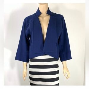 ELIE TAHARI TRISH Jacket Blue Front Open 3/4 Sleeve Size 6 NWT $298.00